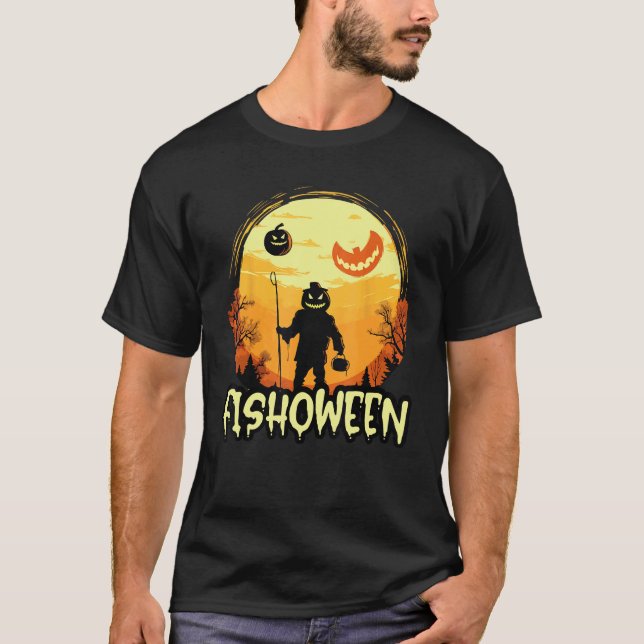 Fisch Halloween Kostüm Fischer Angeln Streich oder T-Shirt (Vorderseite)