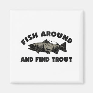Fisch herum finden Forelle, Lustiger Angler-Angels Magnet