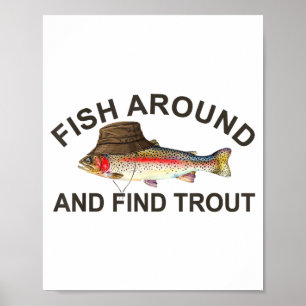 Fisch herum finden Forelle, Lustiger Angler-Angels Poster