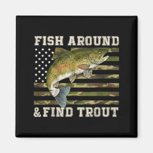 Fisch herumlaufen und Forelle Amerikanische Flagge Magnet