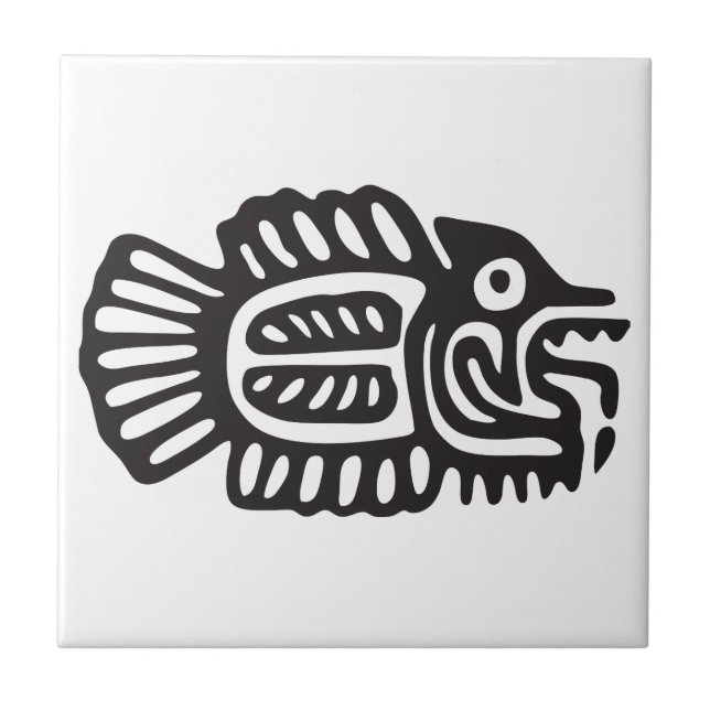 Fisch, Hieroglyph (Maya) Fliese (Vorderseite)
