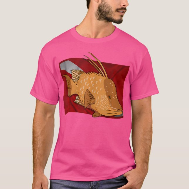 Fisch Hogfish on Dive Flag Florida Spearfish Div T-Shirt (Vorderseite)