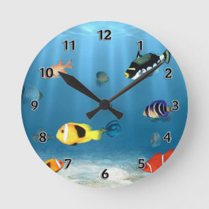 Fisch im Ozean Runde Wanduhr