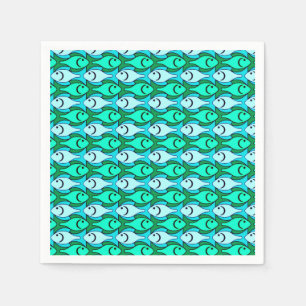 Fisch im Stil der Mitte des 20. Jahrhunderts, jade Serviette