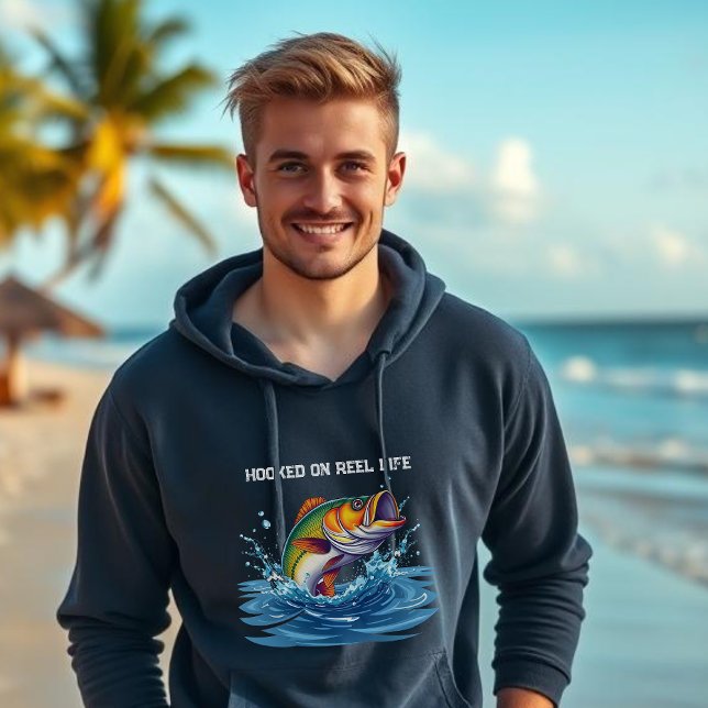 Fisch in der Rolle Hoodie (Fish out of Water Hooked on Reel Life Hoodie-Fisherman Core-For Him-Summer Hoodie-Beach Hoodie-Surf)
