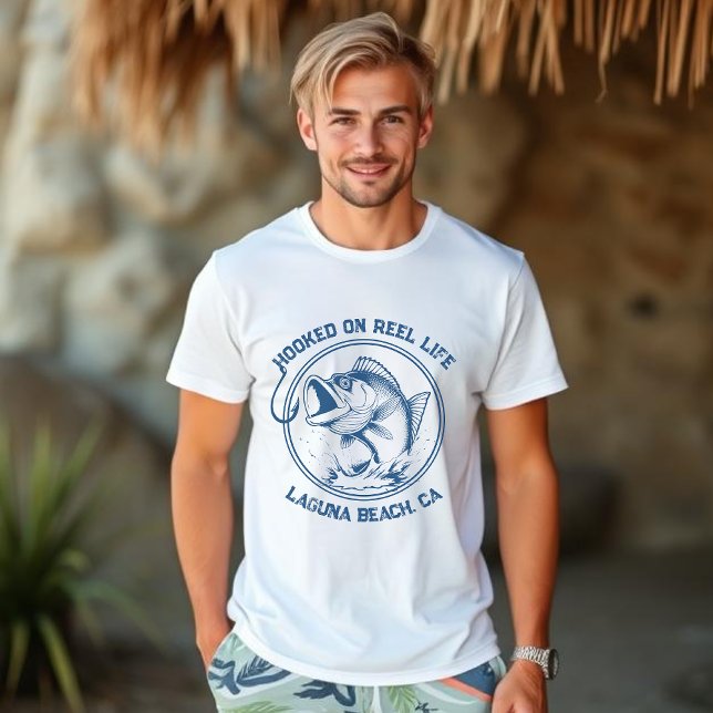 Fisch in der Rolle T-Shirt (Bass Fish Hooked on Reel Life T shirt Summer T shirt for men, Fisherman Core, Fishing, Angler)