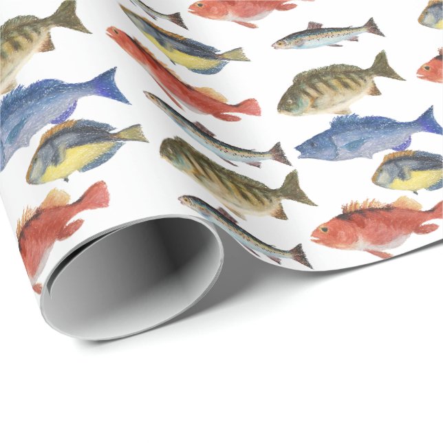 Fisch in Farbe Geschenkpapier (Rolleneckpunkt)
