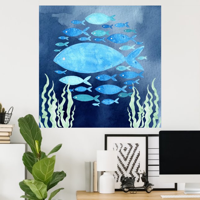 Fisch in gesteppten Leinwand Poster (Heimbüro)