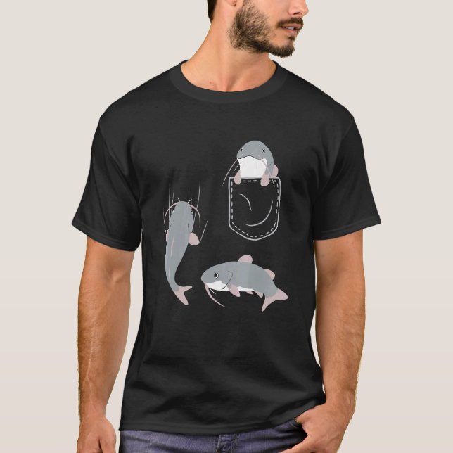 Fisch In Pocket Wels T-Shirt (Vorderseite)