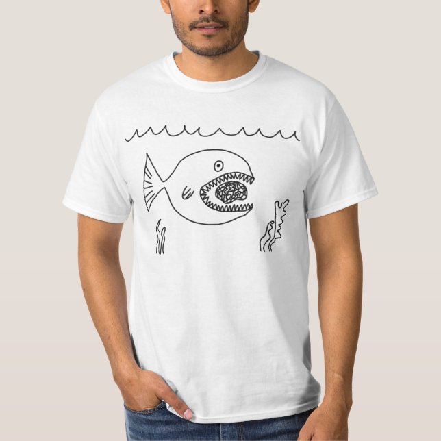 Fisch isst Gehirn T-Shirt (Vorderseite)