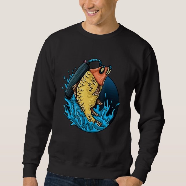 Fisch Kids Diving Fisherman Goldfish Lake Sweatshirt (Vorderseite)