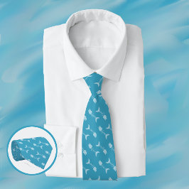 Fisch Knochen Muster Blue Neck Tie Krawatte