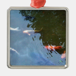 Fisch, Koi Karpfen im Teich Silbernes Ornament