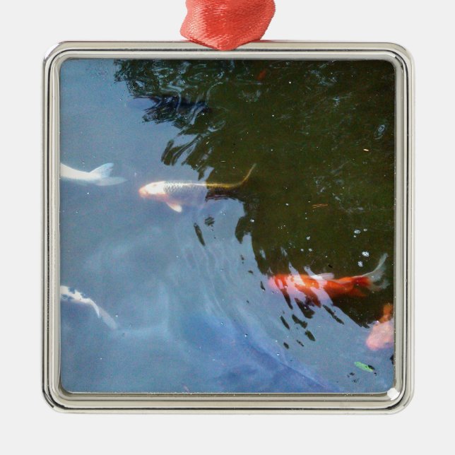 Fisch, Koi Karpfen im Teich Silbernes Ornament (Vorne)