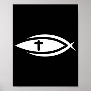Fisch Kreuz Jesus Christliche Gebete Herren Damen Poster