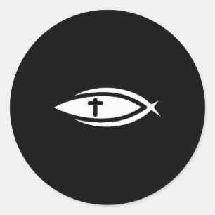 Fisch Kreuz Jesus Christliche Gebete Herren Damen Runder Aufkleber