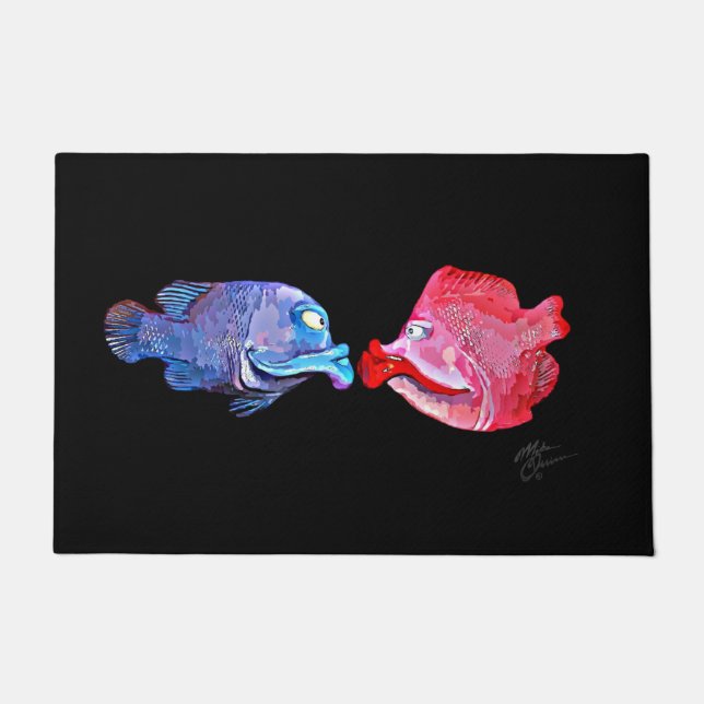 "Fisch-" Kunst durch Mike Quinn küssend Fußmatte (Vorderseite)