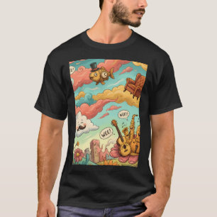 Fisch Kunst Natur Cartoon Illustration Landschafts T-Shirt