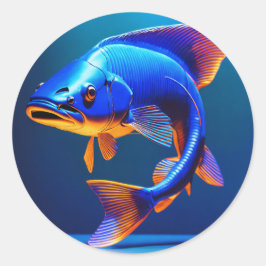 Fisch-Logo-Aufkleber | Süßes und minimalistisches  Runder Aufkleber