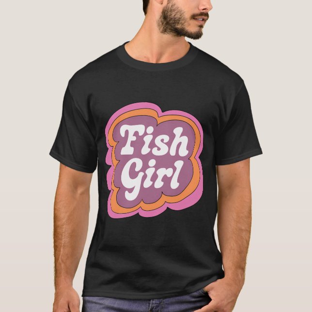 Fisch Mädchen (Lila auf Rosa) T-Shirt (Vorderseite)