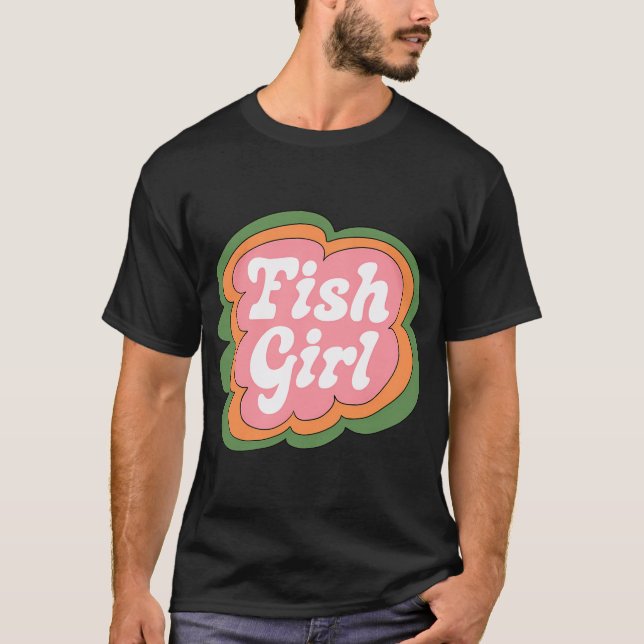 Fisch Mädchen (Pink auf Grün) T-Shirt (Vorderseite)