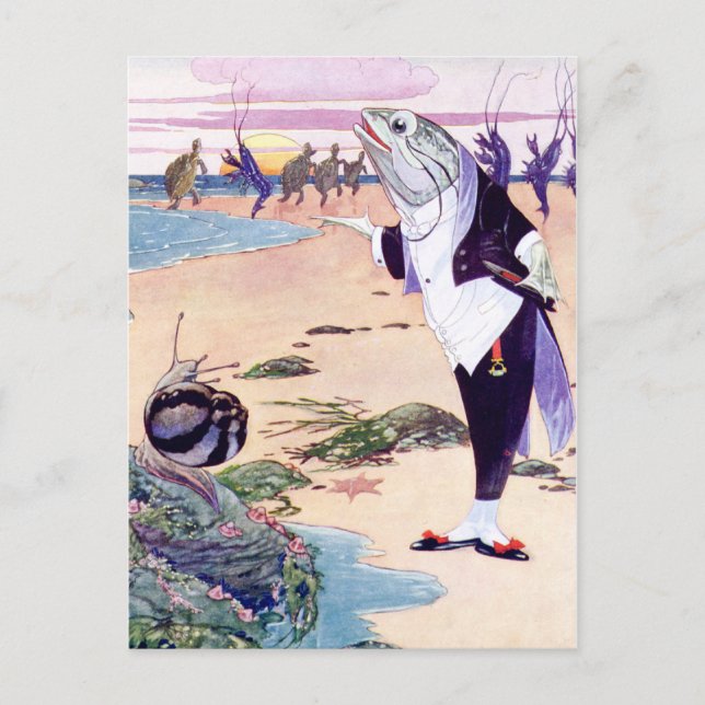 Fisch Maitre'D im Hummer-Quadrille Postkarte (Vorderseite)