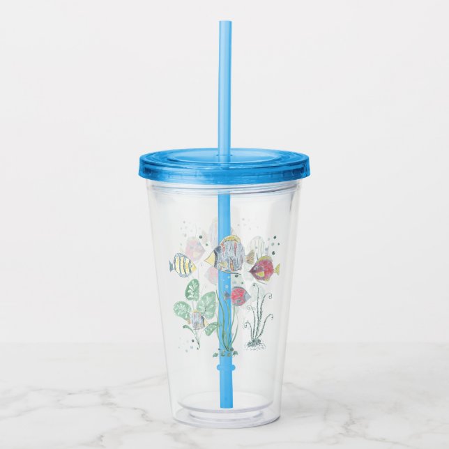 Fisch, Meeresboden, Meer. Acryltrinkbecher (Vorderseite)