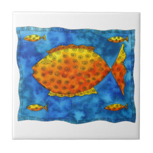 Fisch Meeresleben Wasserfarben-Illustration Fliese