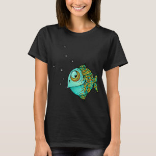 Fisch minimalistischer Cartoon Kawaii Kunst T-Shirt