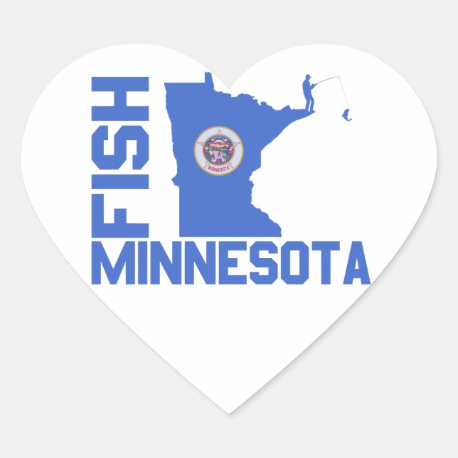 Fisch Minnesota Staat Kontur Herz-Aufkleber (Vorderseite)