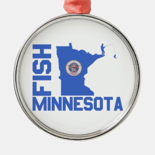 Fisch Minnesota Staat Kontur Silbernes Ornament