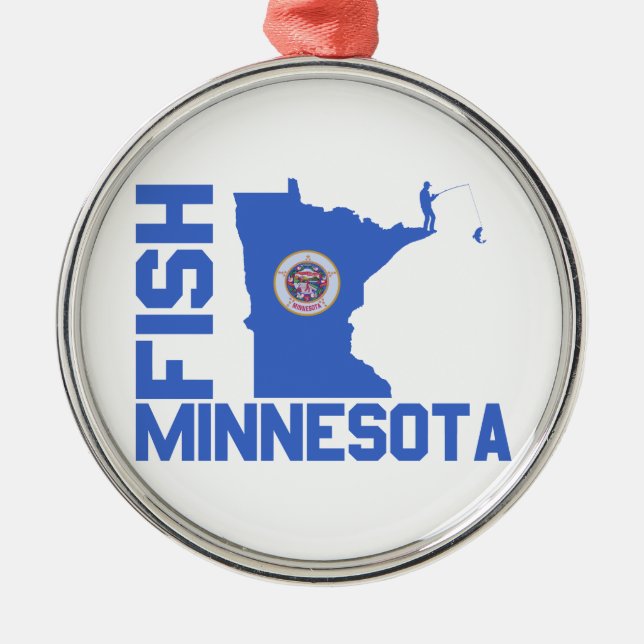Fisch Minnesota Staat Kontur Silbernes Ornament (Vorne)