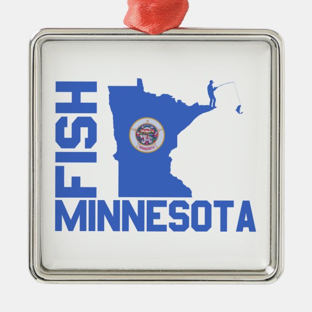 Fisch Minnesota Staat Kontur Silbernes Ornament (Vorne)
