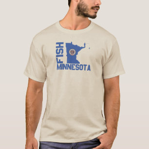 Fisch Minnesota Staat Kontur T-Shirt