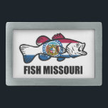 Fisch Missouri Rechteckige Gürtelschnalle<br><div class="desc">Table Rock Lake,  See der Ozarks. Das ist nur der Anfang. In Missouri gibt es das Fischfang von Weltklasse. Zeigen Sie Ihre Liebe des Fischens im Show Me Staat!</div>