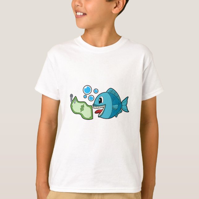 Fisch mit Banknote T-Shirt (Vorderseite)