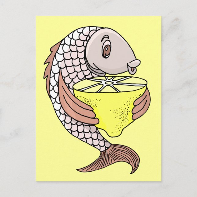 Fisch mit Lemon Postkarte (Vorderseite)