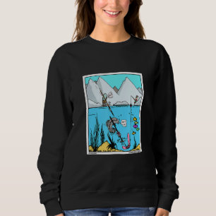 Fisch Mit Metalldetektor Lustiger Angel Schatz Jäg Sweatshirt