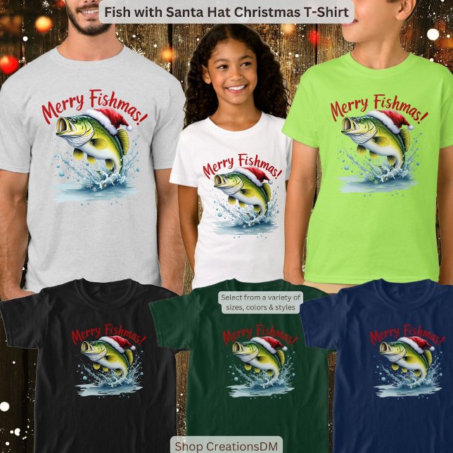 Fisch mit Weihnachten der Weihnachtsmannmütze T-Shirt (Von Creator hochgeladen)