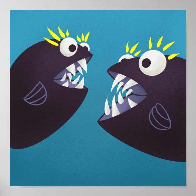Fisch-Monster sprechen Kinder Poster (Vorne)