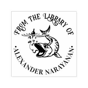 Fisch nimmt den Köder Aus der Bibliothek von Buchn Permastempel