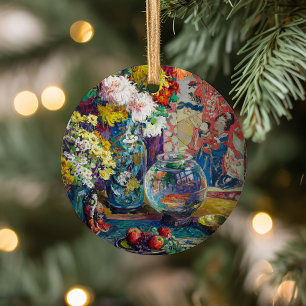 Fisch, Obst und Blume   Kathryn E. Cherry Keramik Ornament