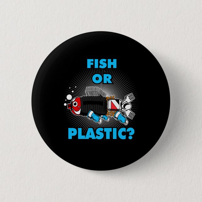Fisch Oder Plastik Umweltschutz Naturschutz Button (Vorderseite)