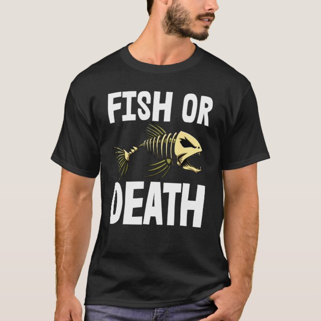 Fisch oder Tod Tee Skelett Fisch Knochen Tees Scha (Vorderseite)