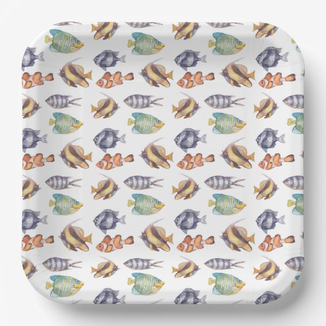 Fisch-Papierteller, Unterwasser-Geburtstagsfeier Pappteller (Vorderseite)