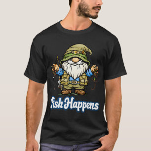 Fisch passiert – Lustige Angel-Gnom-Illustration T-Shirt