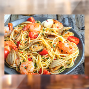 Fisch Pasta Garnelen Muskeln Gewürze Bild Fensteraufkleber