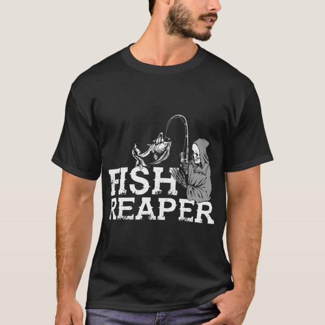 Fisch Reaper - Lustiger Fischer Spruch T-Shirt (Vorderseite)