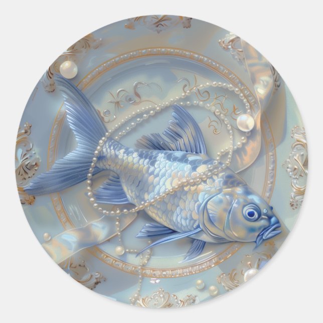 Fisch - runde Sticker für Schreibwaren (Vorderseite)