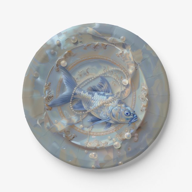 Fisch - Rundpapier - Teller (Vorderseite)